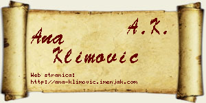 Ana Klimović vizit kartica